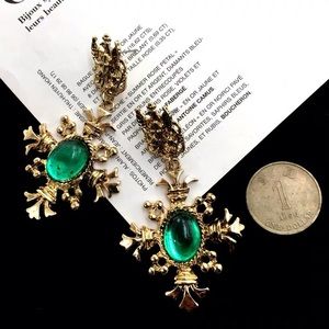 Green gem earrings